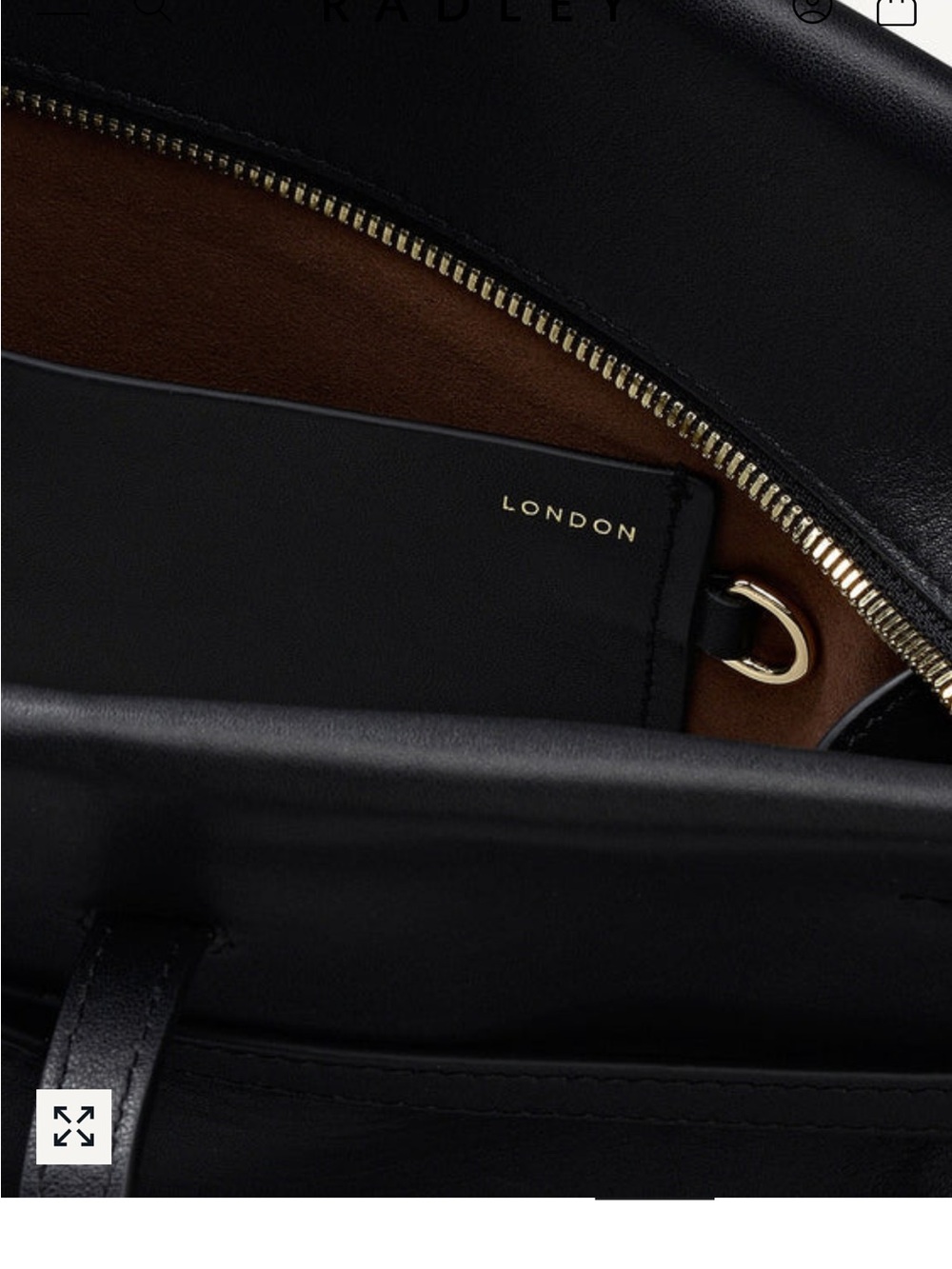 RADLEY LONDON Black Leather Tote with Gold Hardware - Picture 5 of 9